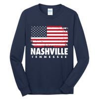 Nashville Tennessee 4th Of July American Flag Usa America Tall Long Sleeve T-Shirt