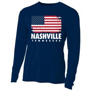 Nashville Tennessee 4th Of July American Flag Usa America Cooling Performance Long Sleeve Crew