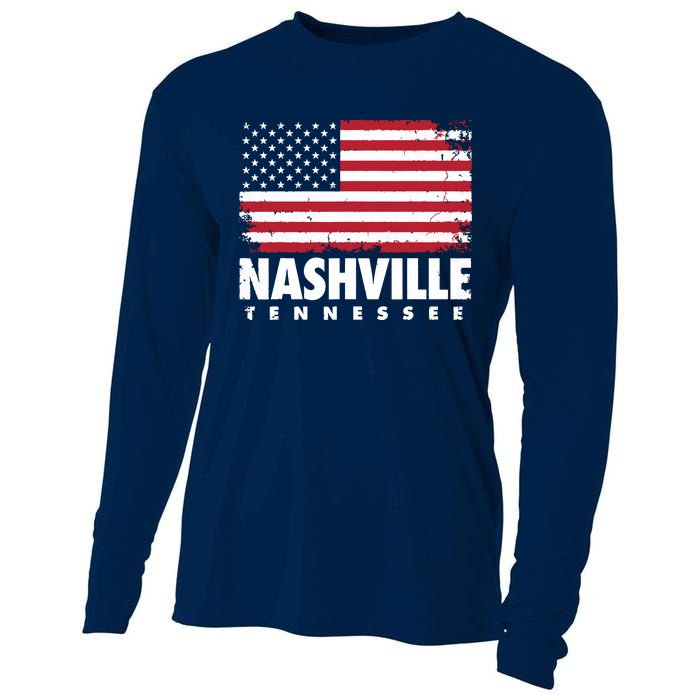 Nashville Tennessee 4th Of July American Flag Usa America Cooling Performance Long Sleeve Crew