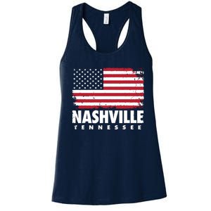 Nashville Tennessee 4th Of July American Flag Usa America Women's Racerback Tank