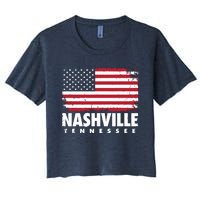 Nashville Tennessee 4th Of July American Flag Usa America Women's Crop Top Tee