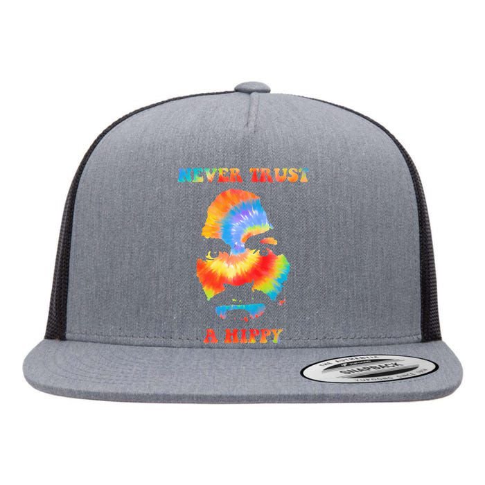 Never Trust A Hippy Funny Flat Bill Trucker Hat