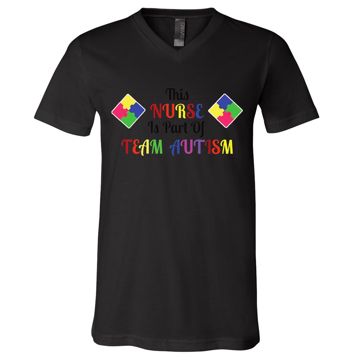 Nurse Team Autism Awareness V-Neck T-Shirt