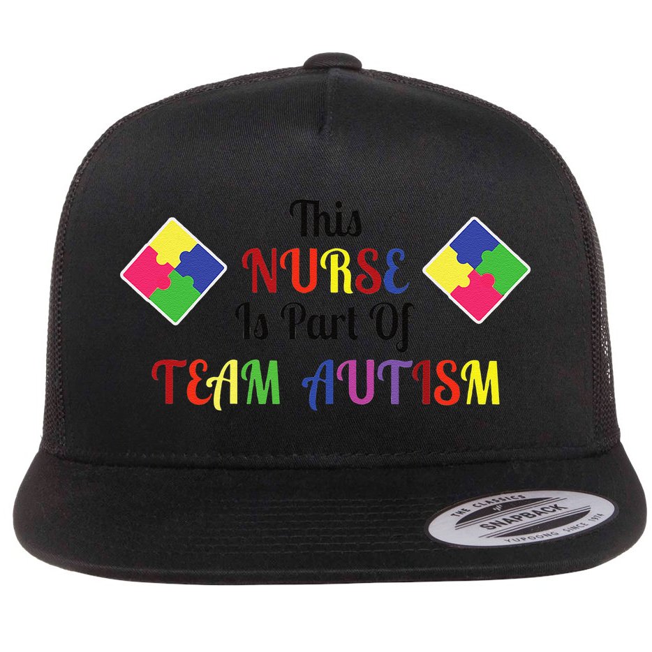 Nurse Team Autism Awareness Flat Bill Trucker Hat
