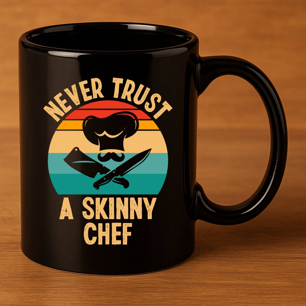 Never Trust A Skinny Chef Funny Chef Cooking Lovers Chefs Gift 11oz C Handle Ceramic Mug