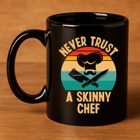 Never Trust A Skinny Chef Funny Chef Cooking Lovers Chefs Gift 11oz C Handle Ceramic Mug