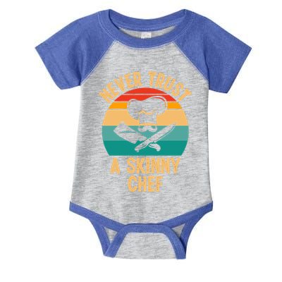Never Trust A Skinny Chef Funny Chef Cooking Lovers Chefs Gift Infant Baby Jersey Bodysuit
