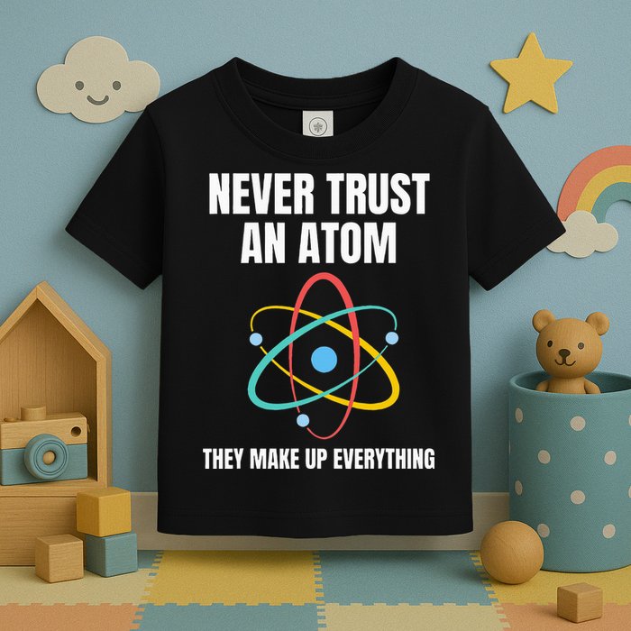 Never Trust An Atom They Make Up Everything Science Teacher Toddler T-Shirt