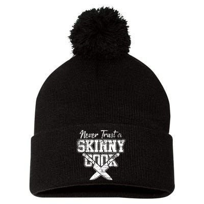 Never Trust A Skinny Cook Pom Pom 12in Knit Beanie