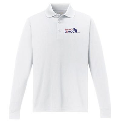 Never Trust A Democrat Trump Political Performance Long Sleeve Polo