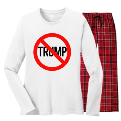 No Trump Anti Trump Women's Long Sleeve Flannel Pajama Set 