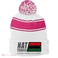 Nat Turner A Real American Hero Stripe Pom Pom Beanie