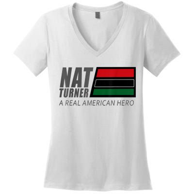 Nat Turner A Real American Hero Women's V-Neck T-Shirt