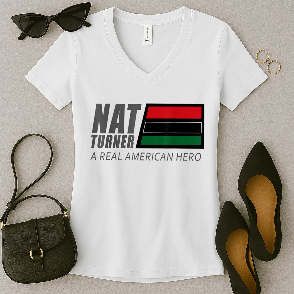 Nat Turner A Real American Hero Women's V-Neck T-Shirt