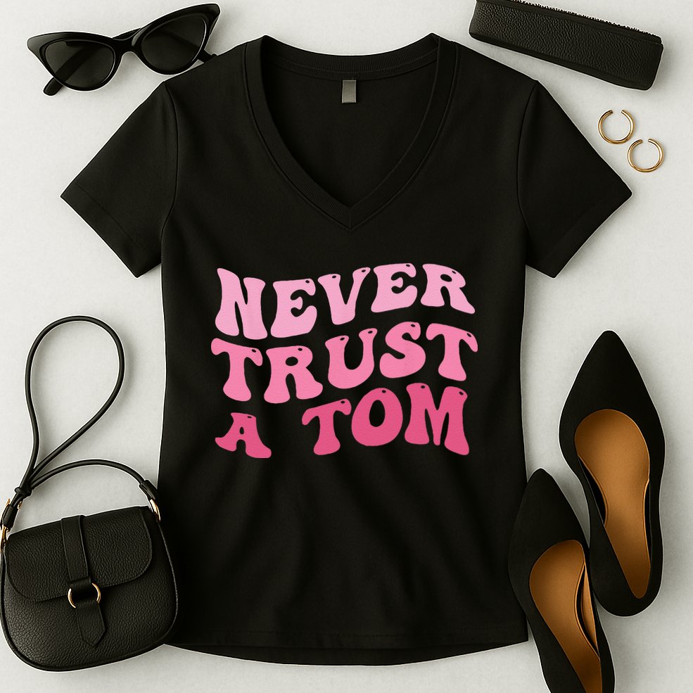 Never Trust a Tom Team Ariana Women's V-Neck T-Shirt