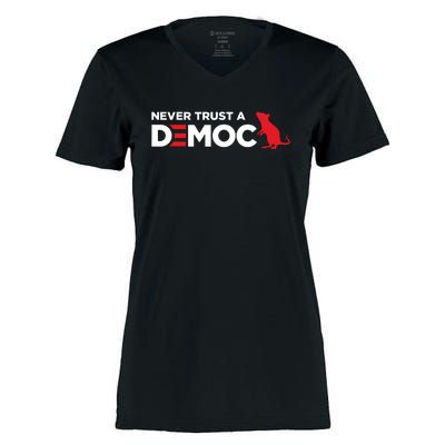 Never Trust A Democrat Women's Momentum V-Neck T-Shirt