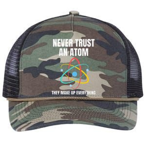 Never Trust An Atom They Make Up Everything Science Teacher Retro Rope Trucker Hat Cap