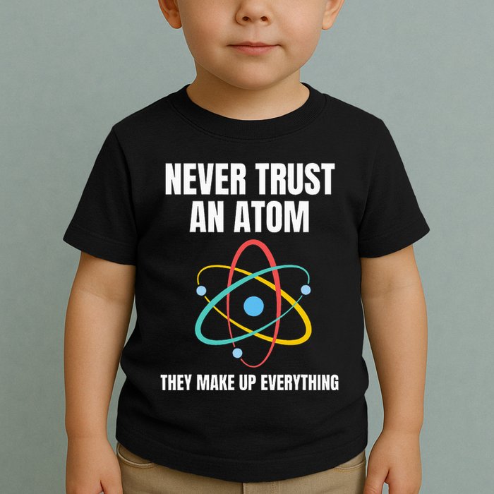 Never Trust An Atom They Make Up Everything Science Teacher Toddler T-Shirt