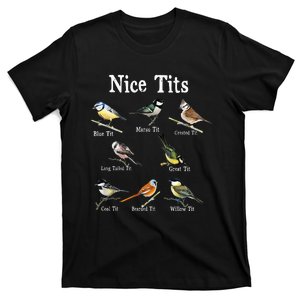 Nice Tits Bird Watching Funny Gifts Adults Birder Humor T-Shirt