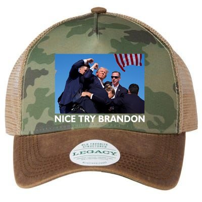 Nice Try Brandon Donald Trump Rally Failed Assassination Legacy Tie Dye Trucker Hat