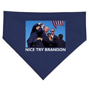 Nice Try Brandon Donald Trump Rally Failed Assassination USA-Made Doggie Bandana