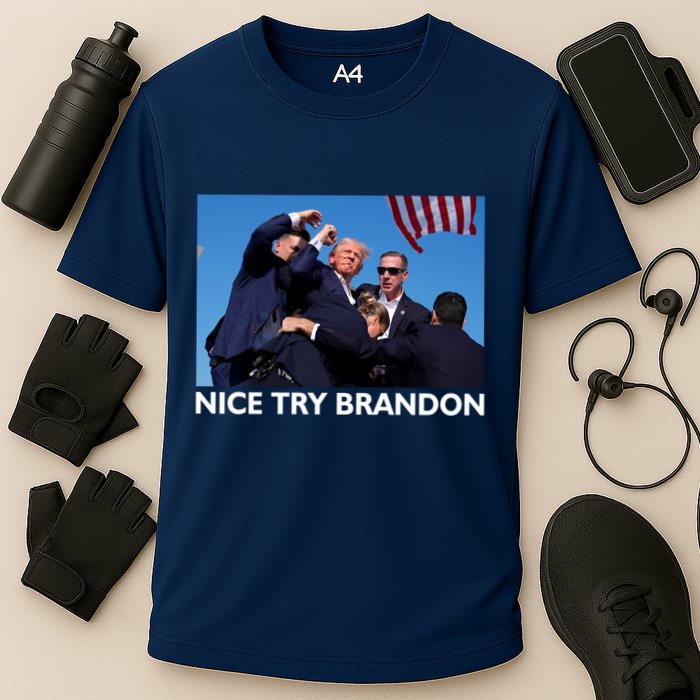 Nice Try Brandon Donald Trump Rally Failed Assassination Performance Shirt