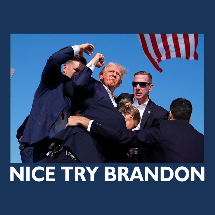 Nice Try Brandon Donald Trump Rally Failed Assassination Full-Length Apron With Pockets