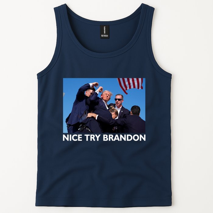 Nice Try Brandon Donald Trump Rally Failed Assassination Tank Top