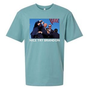 Nice Try Brandon Donald Trump Rally Failed Assassination Sueded Cloud Jersey T-Shirt