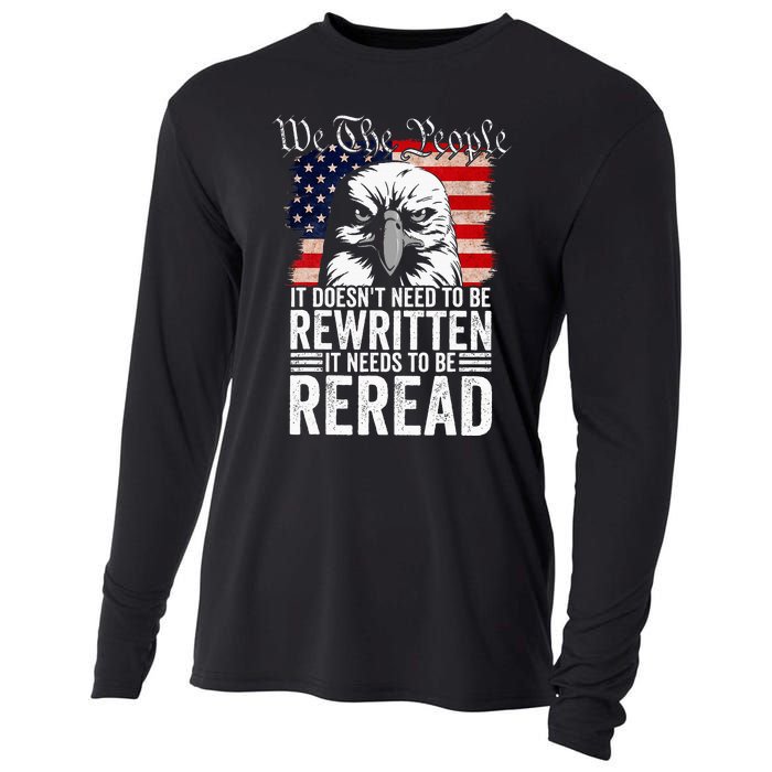 Needs To Be Reread Us Flag Constitution Of The Usa Cooling Performance Long Sleeve Crew