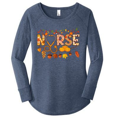 Nurse Thanksgiving Cute Gift Health Worker Nursing Fall Nurse Gift Women's Perfect Tri Tunic Long Sleeve Shirt