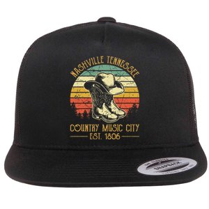 Nashville Tennessee Cowboy Boots Hat Country Music City Flat Bill Trucker Hat