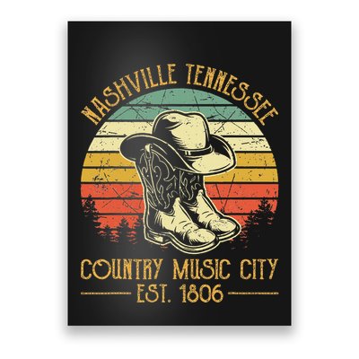 Nashville Tennessee Cowboy Boots Hat Country Music City Poster
