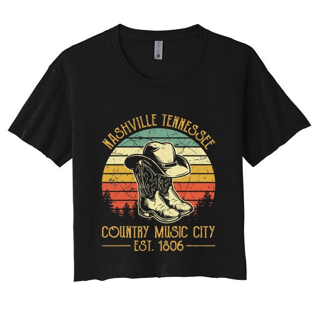 Nashville Tennessee Cowboy Boots Hat Country Music City Crop Top