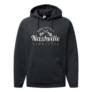 Nashville Tennessee Country Music Usa Gift Performance Fleece Hoodie