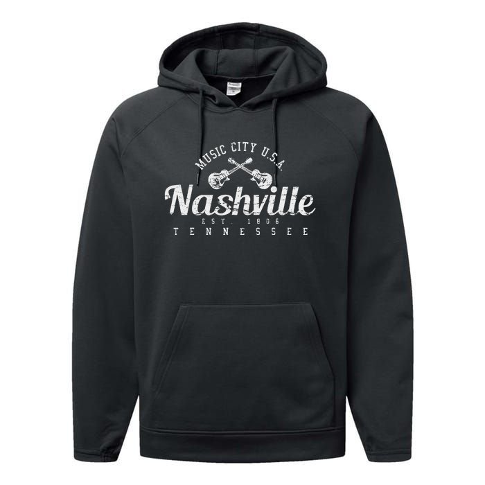 Nashville Tennessee Country Music Usa Gift Performance Fleece Hoodie