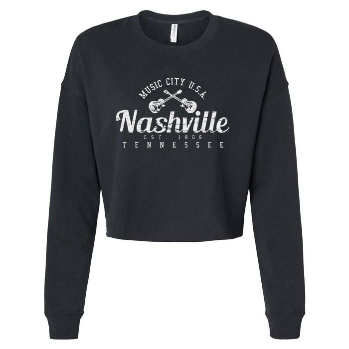 Nashville Tennessee Country Music Usa Gift Cropped Pullover Crew