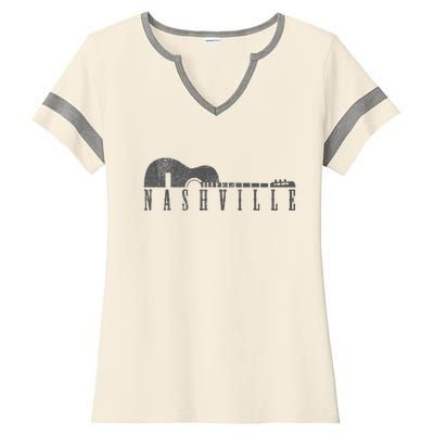 Nashville Tennessee Country Music City Guitar Gift Ladies Halftime Notch Neck Tee