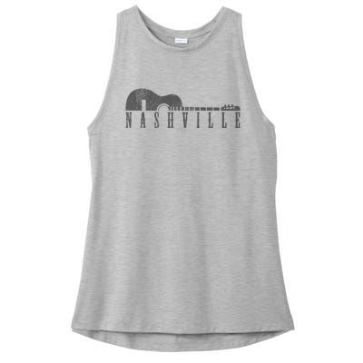 Nashville Tennessee Country Music City Guitar Gift Ladies PosiCharge Tri-Blend Wicking Tank