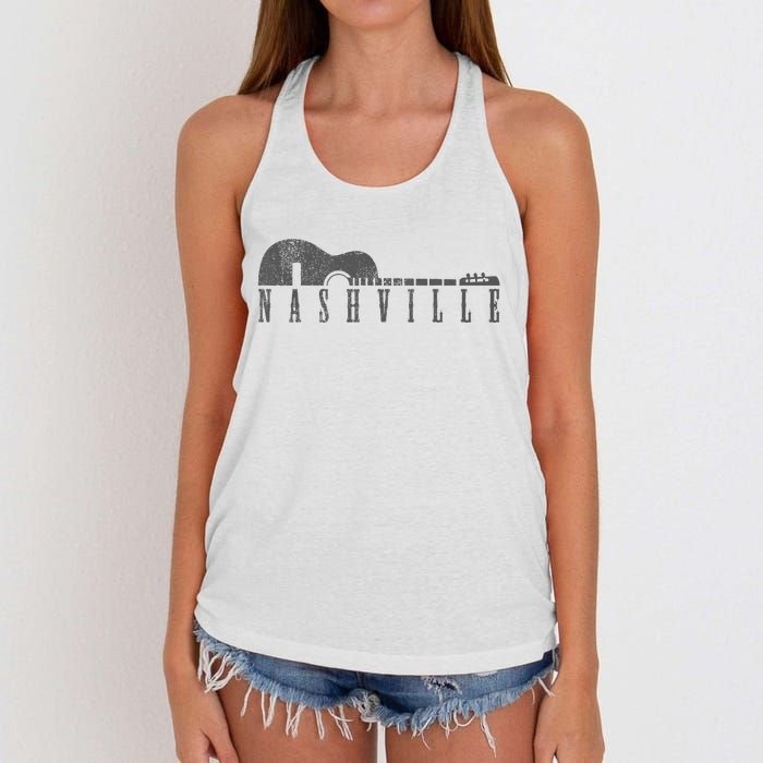 Nashville Tennessee Country Music City Guitar Gift Women's Knotted Racerback Tank