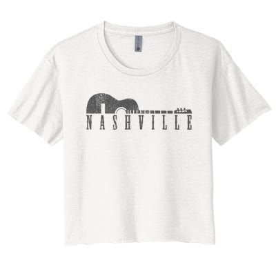 Nashville Tennessee Country Music City Guitar Gift Women's Crop Top Tee