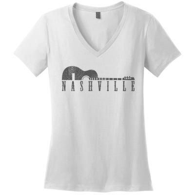 Nashville Tennessee Country Music City Guitar Gift Women's V-Neck T-Shirt