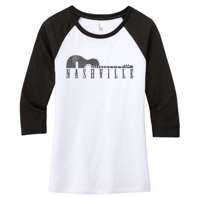 Nashville Tennessee Country Music City Guitar Gift Women's Tri-Blend 3/4-Sleeve Raglan Shirt