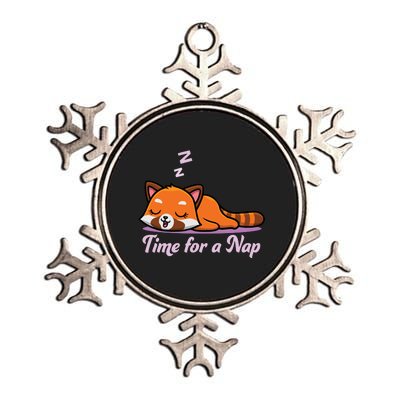 Nap Time Cute Red Panda Metallic Star Ornament