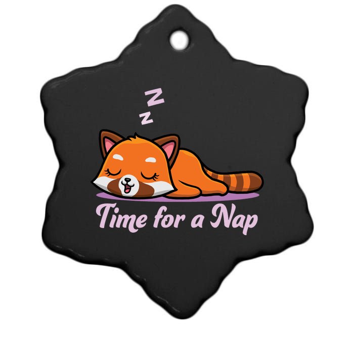 Nap Time Cute Red Panda Ceramic Star Ornament