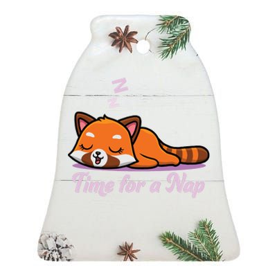 Nap Time Cute Red Panda Ceramic Bell Ornament