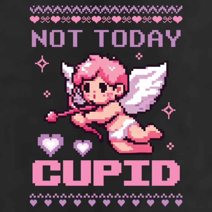 Not Today Cupid Ugly Retro Pixel Art ValentineS Day Great Gift Garment-Dyed Heavyweight T-Shirt