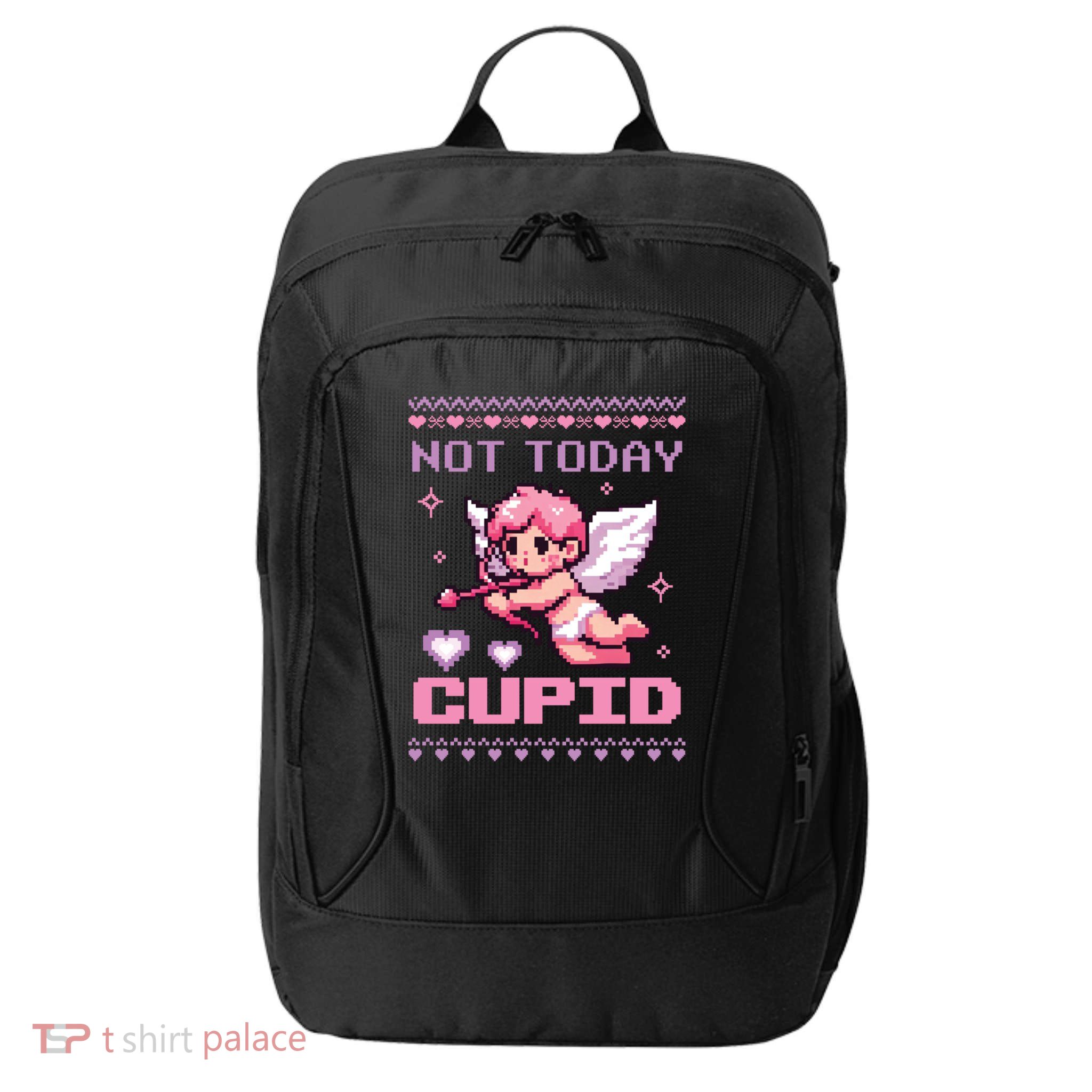 Not Today Cupid Ugly Retro Pixel Art ValentineS Day Great Gift City Backpack