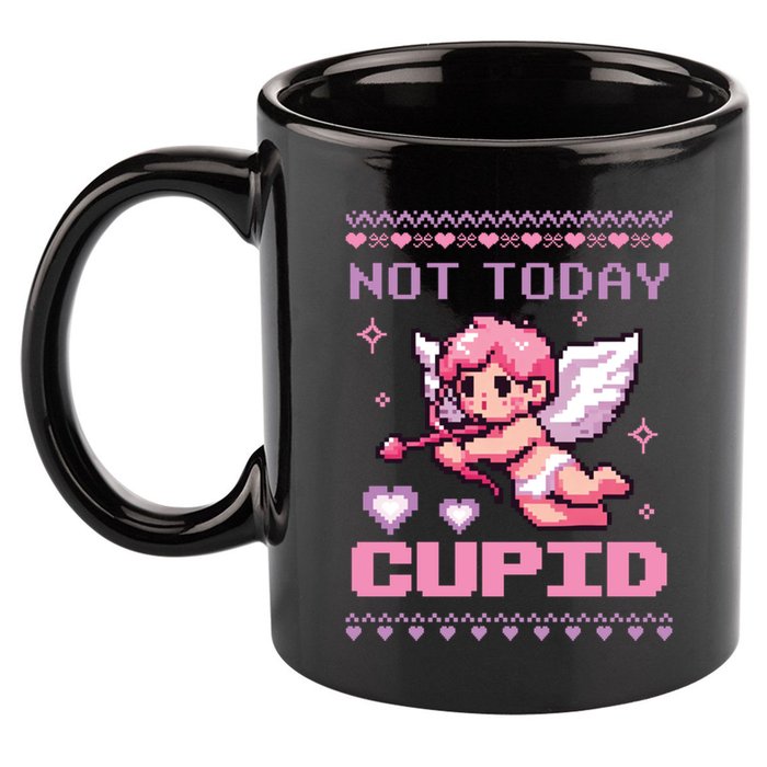 Not Today Cupid Ugly Retro Pixel Art ValentineS Day Great Gift 11oz C Handle Ceramic Mug