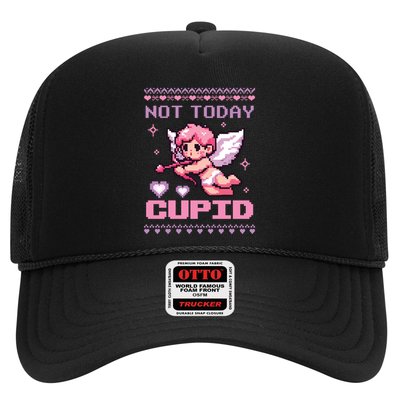 Not Today Cupid Ugly Retro Pixel Art ValentineS Day Great Gift Trucker Hat